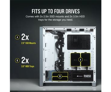 CAJA SEMITORRE ATX 4000D AIRFLOW TG WHITE CORSAIR