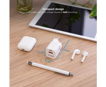 CARGADOR PARED/VIAJE GaN USB-C/PD + USB-A/QC 30W BLANCO TOOQ