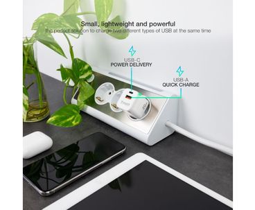 CARGADOR PARED/VIAJE USB-C/PD + USB-A/QC 20W BLANCO TOOQ