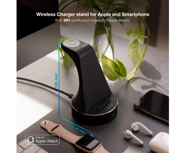 BASE DE CARGA INALAMBRICA PARA APPLE WATCH/ IPHONE NEGRO TOOQ
