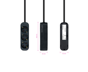 REGLETA PROTECTORA 3 TOMAS NEGRO NANOCABLE